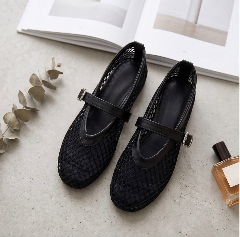 BALLERINE MARY JANE IN RETE CON CINTURINO