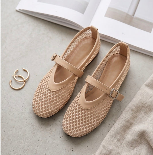 BALLERINE MARY JANE IN RETE CON CINTURINO